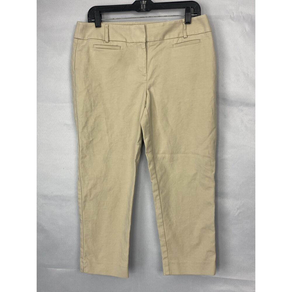 Ann Taylor LOFT Pants 8 Julie Crop Khaki Flat Front Stretch Riviera